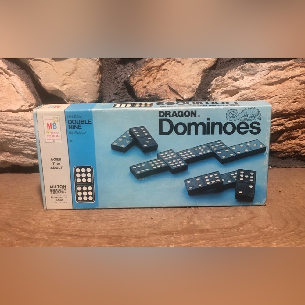 Vintage 1970 Milton Bradley Company Double Nine Dragon Dominoes Complete Set